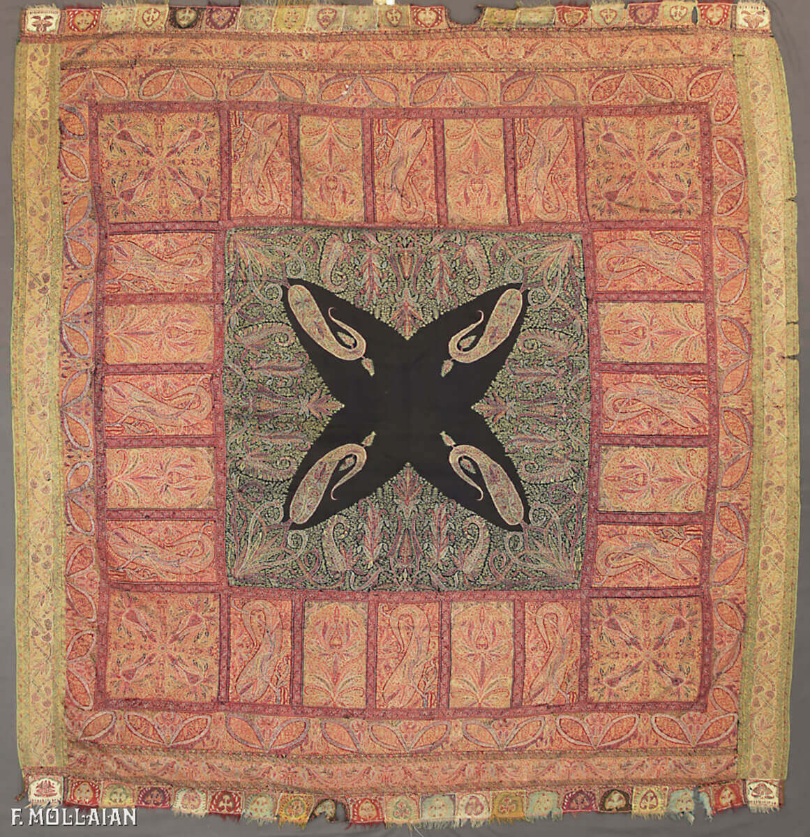 Antique Indian Kashmir Shawl (Textile) (195x180 cm)